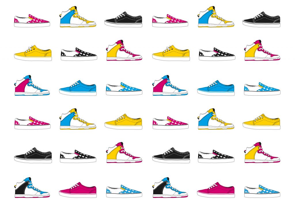 Colourful sneakers pattern